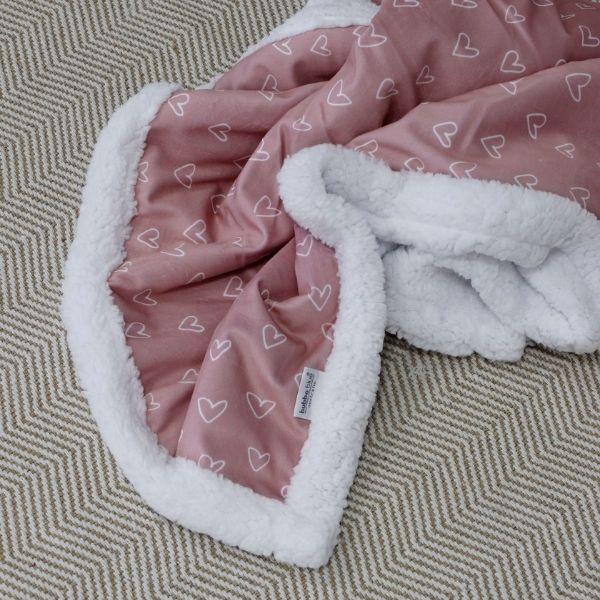 Bubba Blue Nordic Velour Cuddle Blanket with Fleece Lining Berry Heart