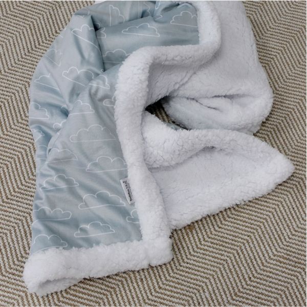 Bubba Blue Nordic Velour Cuddle Blanket with Fleece Lining Blue Cloud