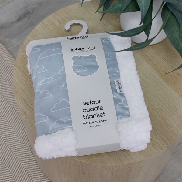 Bubba Blue Nordic Velour Cuddle Blanket with Fleece Lining Blue Cloud