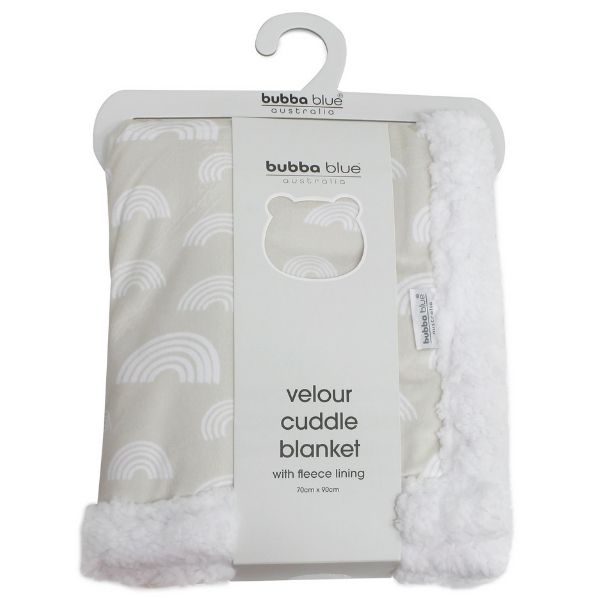 Bubba Blue Nordic Velour Cuddle Blanket with Fleece Lining Sand Rainbow