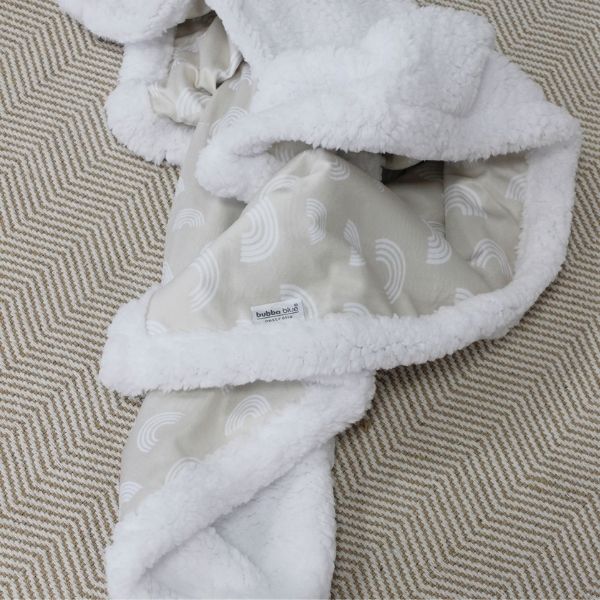 Bubba Blue Nordic Velour Cuddle Blanket with Fleece Lining Sand Rainbow
