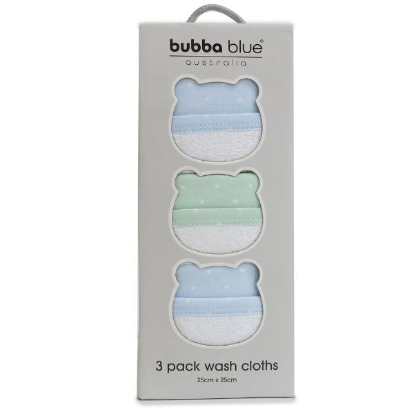 Bubba Blue Confetti Wash Cloths 3pk Blue/Sage