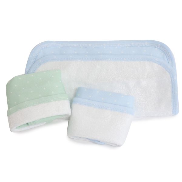 Bubba Blue Confetti Wash Cloths 3pk Blue/Sage