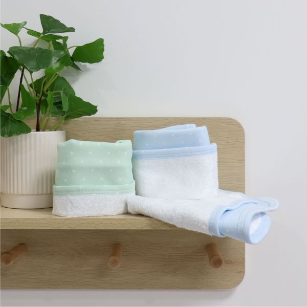 Bubba Blue Confetti Wash Cloths 3pk Blue/Sage