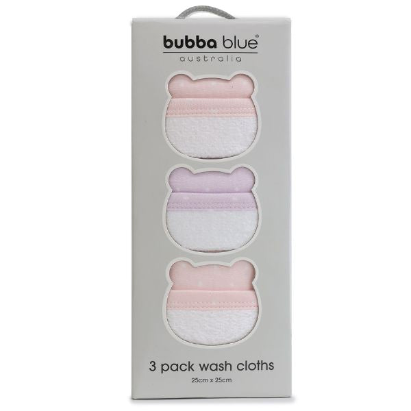 Bubba Blue Confetti Wash Cloths 3pk Pink/Lilac