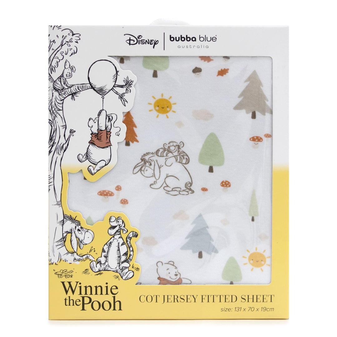 Bubba Blue Winnie The Pooh Jersey Cot Fitted Sheet