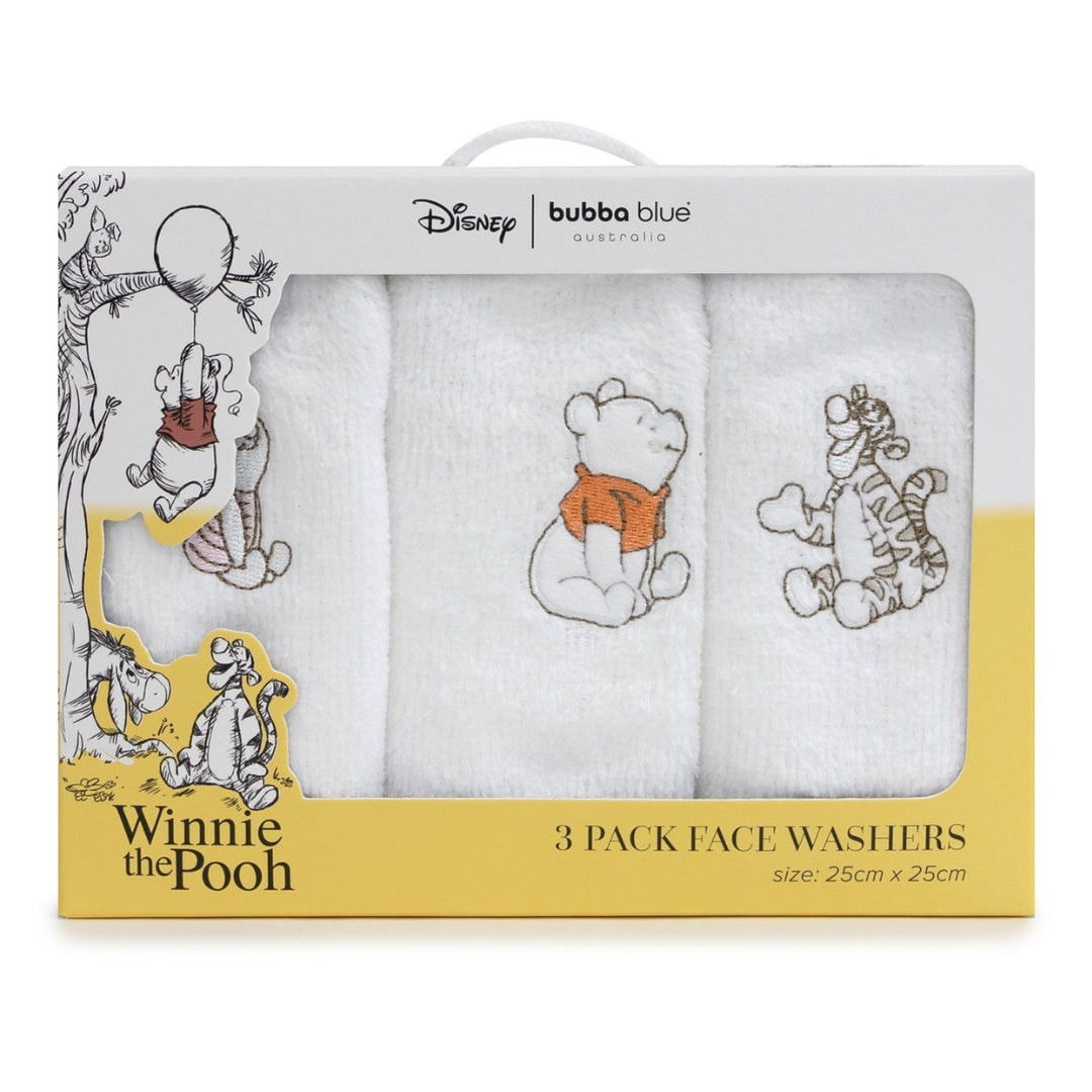 Bubba Blue Winnie The Pooh Face Washers 3 Pack