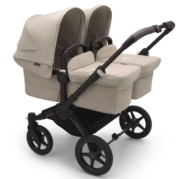 Bugaboo Donkey 5 Twin Stroller Black/Desert Taupe-Desert Taupe TRAVEL SYSTEM (includes 2 Bugaboo Turtle car seats with base & adaptors)