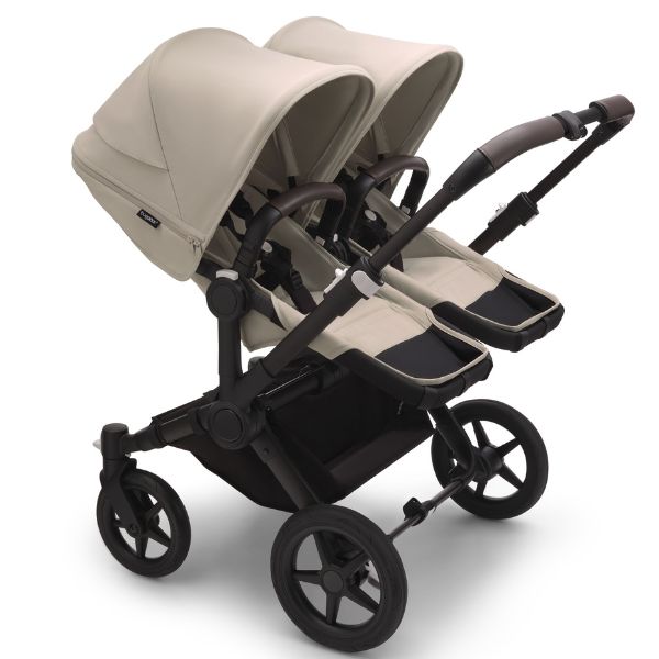 Bugaboo Donkey 5 Twin Stroller Black/Desert Taupe-Desert Taupe TRAVEL SYSTEM (includes 2 Bugaboo Turtle car seats with base & adaptors)