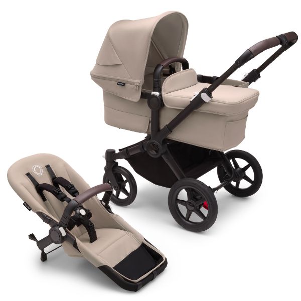 Bugaboo Donkey 5 Mono Complete Stroller Black/Desert Taupe-Desert Taupe TRAVEL SYSTEM (includes Bugaboo Turtle car seat with base & adaptors)