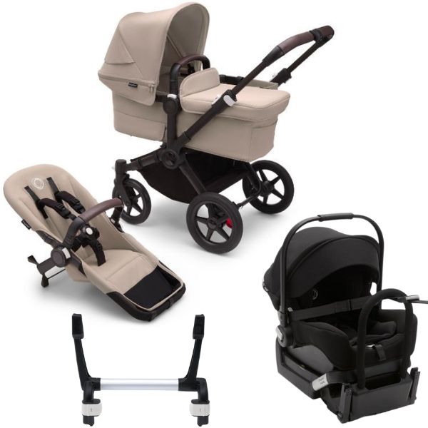 Bugaboo Donkey 5 Mono Complete Stroller Black/Desert Taupe-Desert Taupe TRAVEL SYSTEM (includes Bugaboo Turtle car seat with base & adaptors)