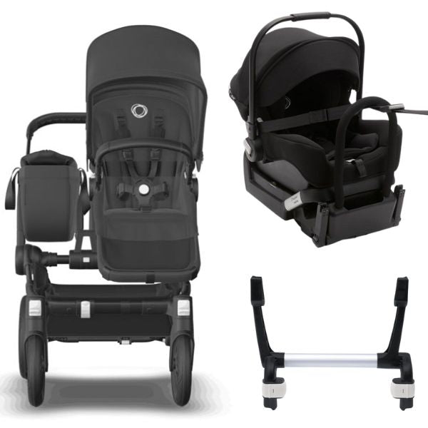 Bugaboo Donkey 5 Mono Stroller Complete Black/Midnight Black-Midnight Black TRAVEL SYSTEM (includes Bugaboo Turtle car seat with base & adaptors)