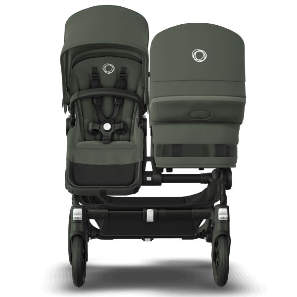 Bugaboo Donkey 5 Duo Stroller Black/Forest Green-Forest Green TRAVEL SYSTEM (includes Bugaboo Turtle car seat with base & adaptors)