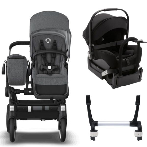 Bugaboo Donkey 5 Mono Stroller Complete Graphite/Grey Melange-Grey Melange TRAVEL SYSTEM (includes Bugaboo Turtle car seat with base & adaptors)