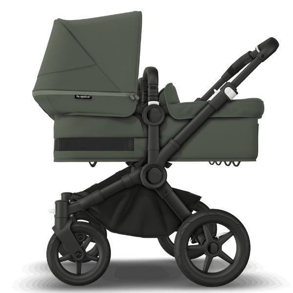 Bugaboo Donkey 5 Twin Stroller Black/Forest Green-Forest Green TRAVEL SYSTEM (includes 2 Bugaboo Turtle car seats with base & adaptors)