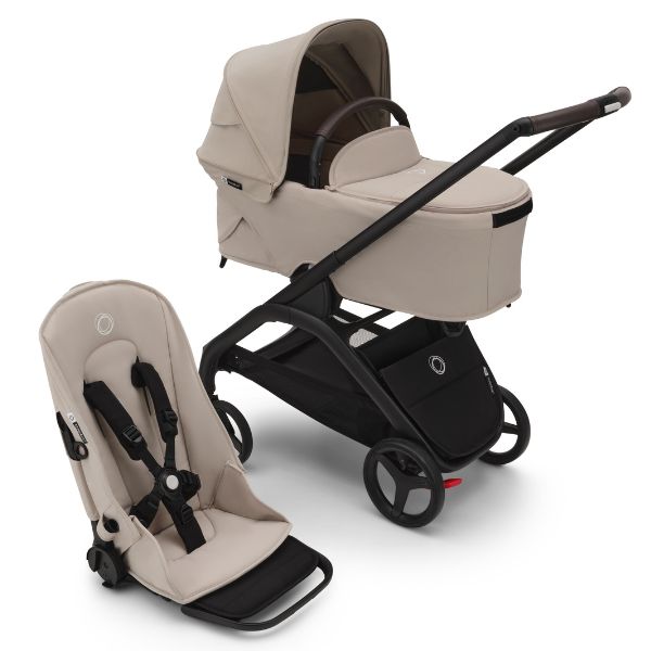 Bugaboo Dragonfly Complete Pram BLACK/DESERT TAUPE-DESERT TAUPE + Bassinet