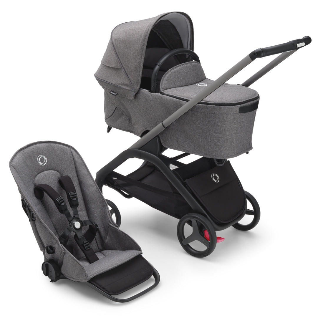 Bugaboo Dragonfly Complete Pram GRAPHITE/GREY MELANGE-GREY MELANGE + Bassinet