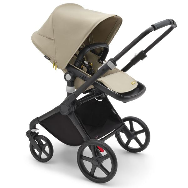 Bugaboo Fox Cub Complete Pram Black/Desert Beige-Desert Beige TRAVEL SYSTEM (includes Bugaboo Turtle car seat with base & adaptors)