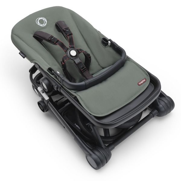 Bugaboo Fox Cub Complete Pram Black/Forest Green-Forest Green TRAVEL SYSTEM (includes Bugaboo Turtle car seat with base & adaptors)