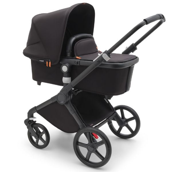 Bugaboo Fox Cub Complete Pram Black/Midnight Black-Midnight Black TRAVEL SYSTEM (includes Bugaboo Turtle car seat with base & adaptors)