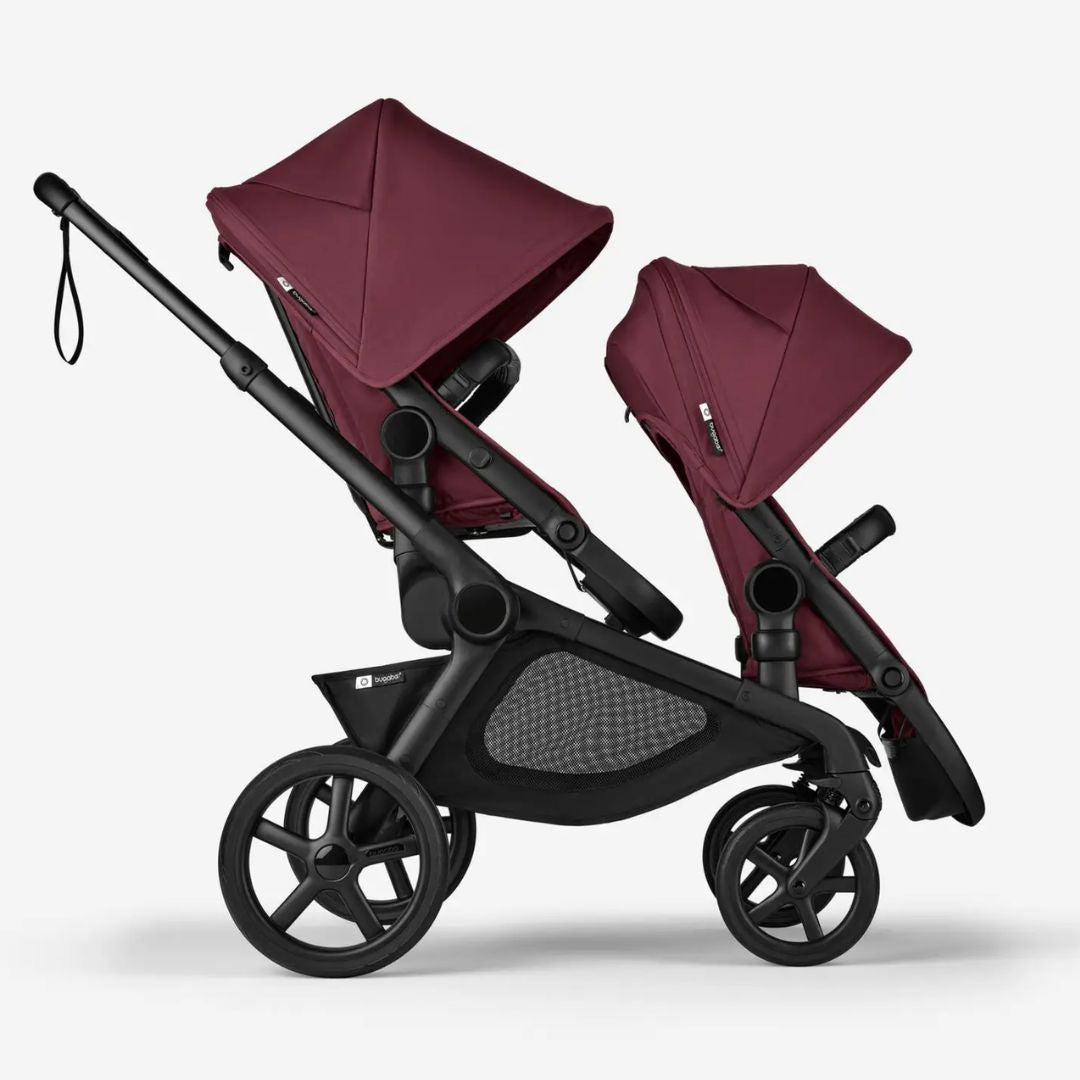 Bugaboo Kangaroo Double Stroller BLACK/DARK CHERRY-DARK CHERRY