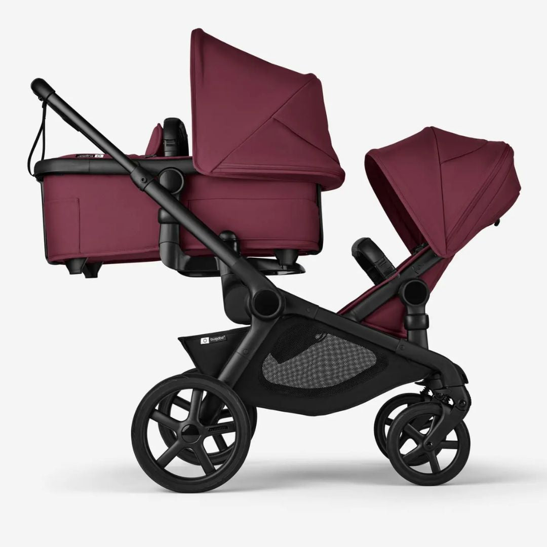 Bugaboo Kangaroo Double Stroller BLACK/DARK CHERRY-DARK CHERRY