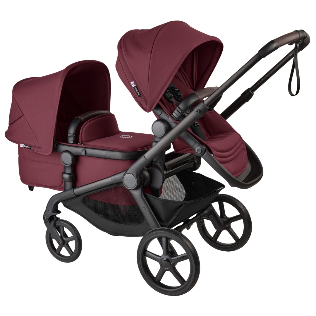 Bugaboo Kangaroo Double Stroller BLACK/DARK CHERRY-DARK CHERRY
