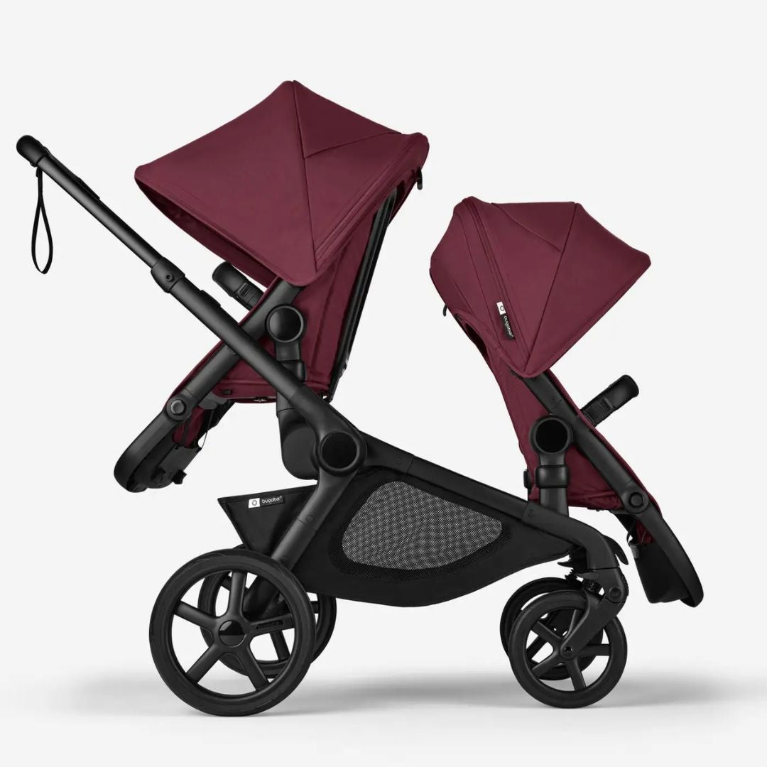Bugaboo Kangaroo Double Stroller BLACK/DARK CHERRY-DARK CHERRY