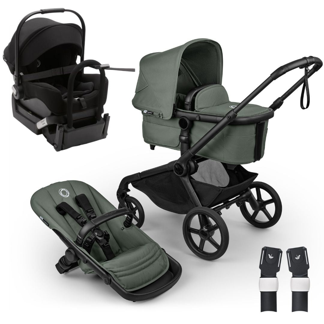 Bugaboo Kangaroo Complete Single Stroller BLACK/FOREST GREEN-FOREST GREEN TRAVEL SYSTEM (includes Bugaboo Turtle car seat with base & adaptors)