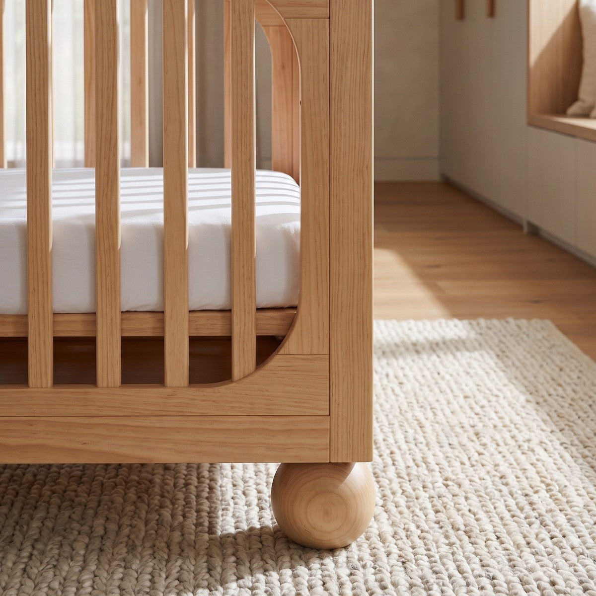 Moroko Spheros Cot Natural Wash with Eldita Versatile Rolled Pocket Spring Mattress