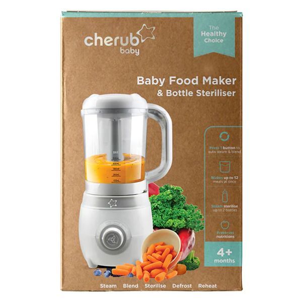 Cherub Baby Easycook Baby Food Maker & Bottle Sterilizer + Reusable Baby Food & Yogurt Pouches Bundle Kit