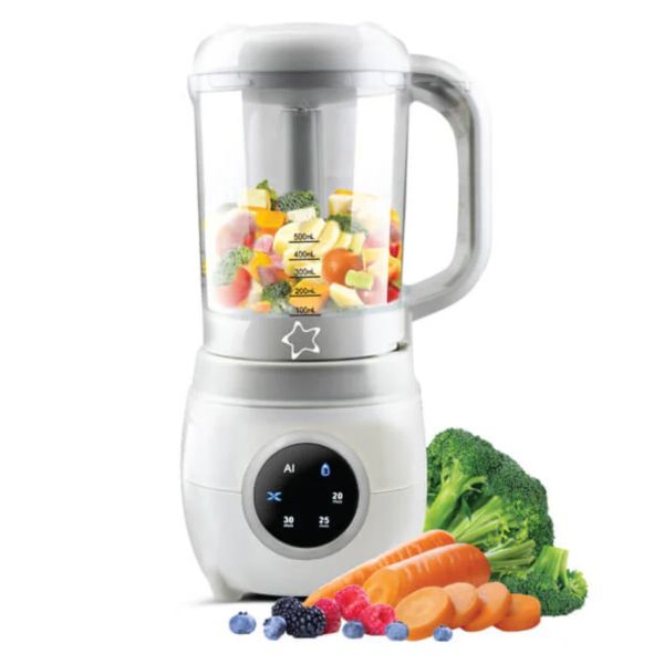 Cherub Baby Automatic Baby Food Maker, Bottle Steriliser & Warmer + Reusable Baby Food & Yogurt Pouches Bundle Kit