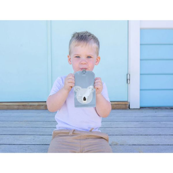 Cherub Baby On The Go Reusable Food Pouches Animal Set 150ml 5pk