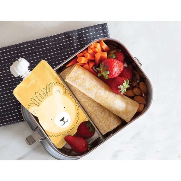 Cherub Baby On The Go Reusable Food Pouches Animal Set 150ml 5pk