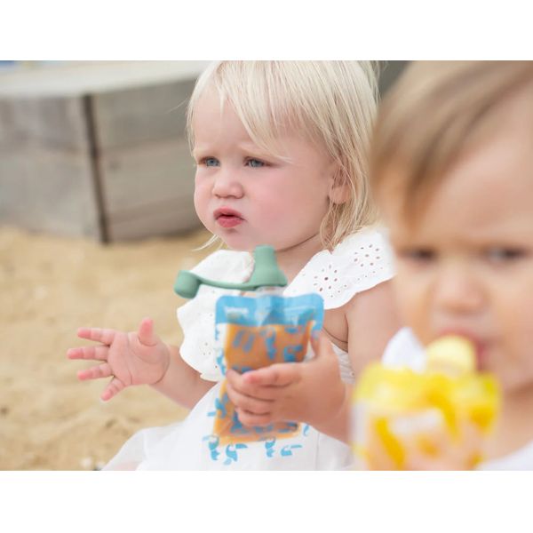 Cherub Baby Silicone Food Pouch Soft Spouts 2pk Cerulean/Sage