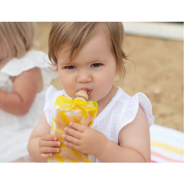 Cherub Baby Silicone Food Pouch Soft Spouts 2pk Dusty Rose/Sand