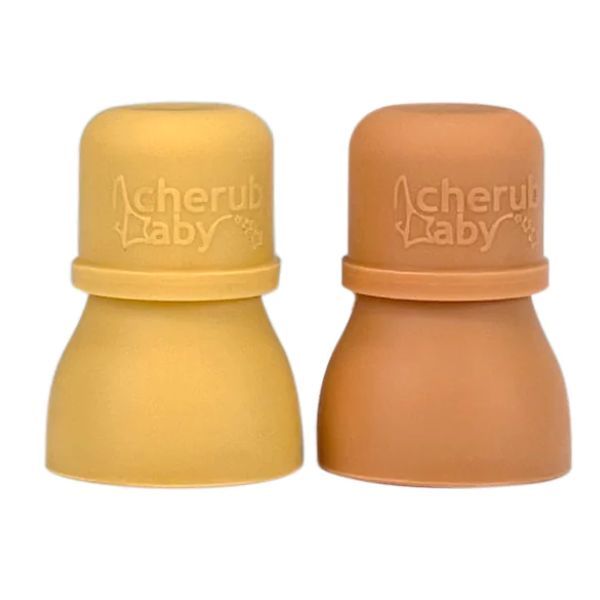 Cherub Baby Silicone Food Pouch Soft Spouts 2pk Mimosa/Caramel