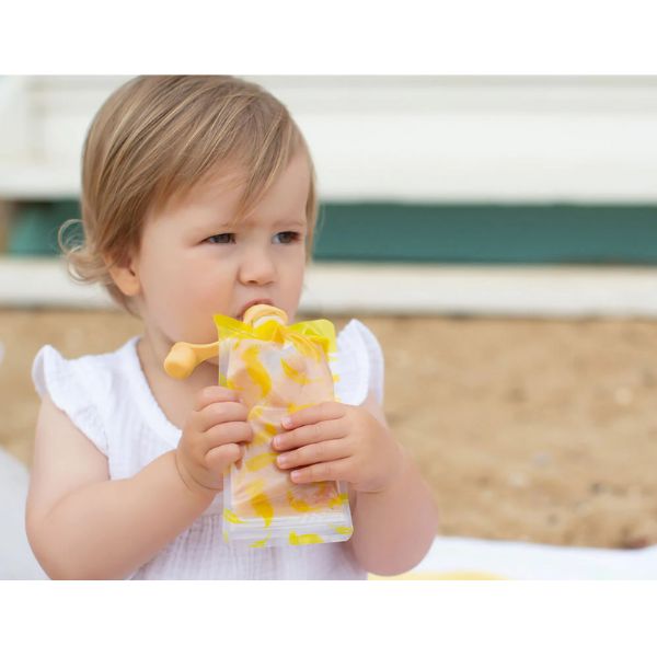 Cherub Baby Silicone Food Pouch Soft Spouts 2pk Mimosa/Caramel