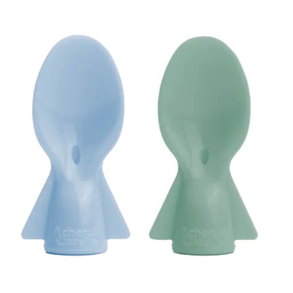 Cherub Baby Universal Food Pouch Spoons 2pk Cerulean/Sage