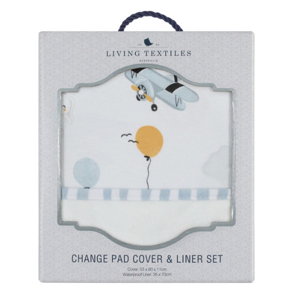 Living Textiles Watercolour Change Pad Cover & Liner Set Up Up & Away/Stripes