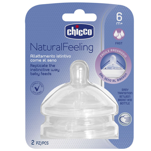 Chicco Natural Feeling 6m+ Teat Fast Flow 2pc