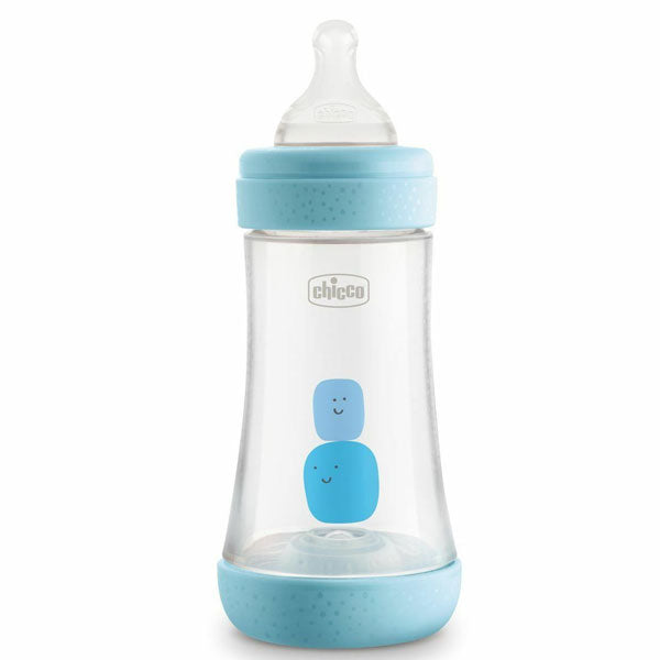 Chicco Perfect5 Silicone Bottle 240ml Medium Flow 2m+ Blue