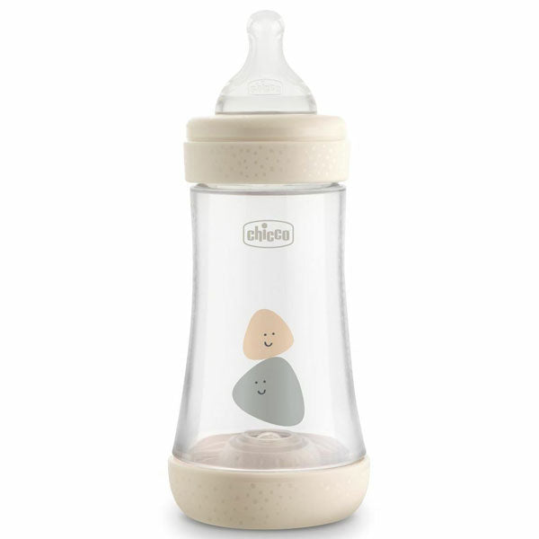 Chicco Perfect5 Silicone Bottle 240ml Medium Flow 2m+ Natural