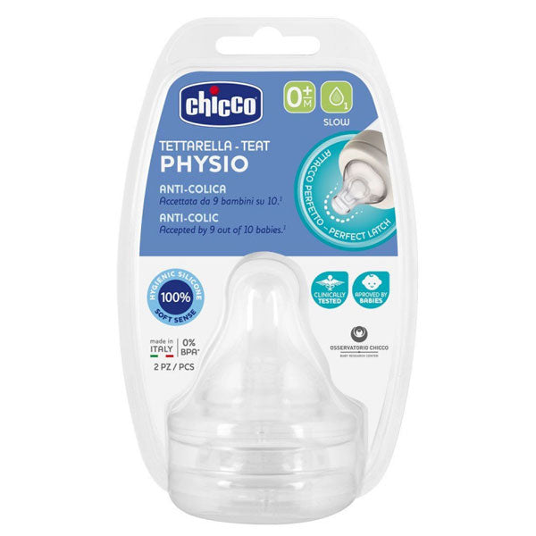 Chicco Perfect5 0m+ Slow Flow Silicone Teat 2pk