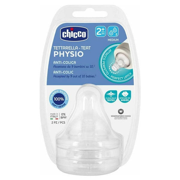 Chicco Perfect5 2m+ Medium Flow Silicone Teat 2pk