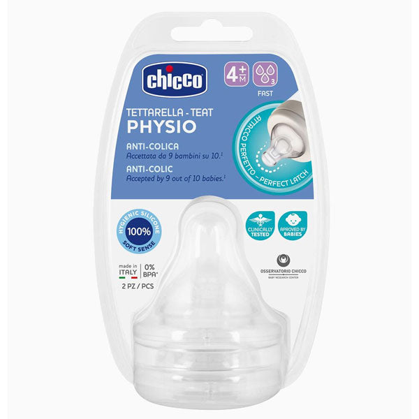 Chicco Perfect5 4m+ Fast Flow Silicone Teat 2pk