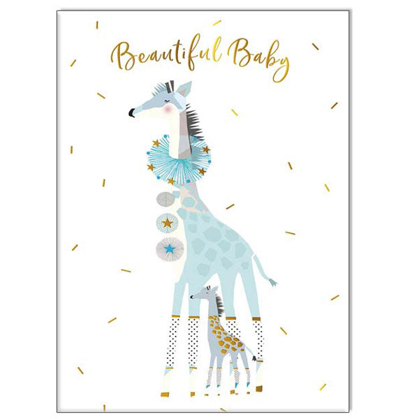 Waterlyn Real & Exciting Baby Boy Blue Giraffe Greeting Card RED_CIR320