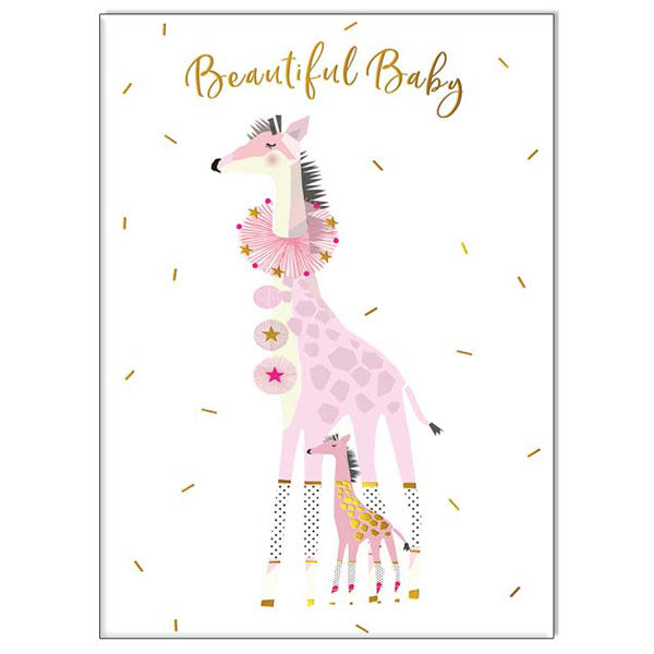 Waterlyn  Real & Exciting Baby Girl Pink Giraffe Greeting Card RED_CIR321