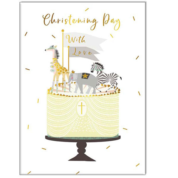 Waterlyn Real & Exciting Christening Cake Greeting Card RED_CIR322