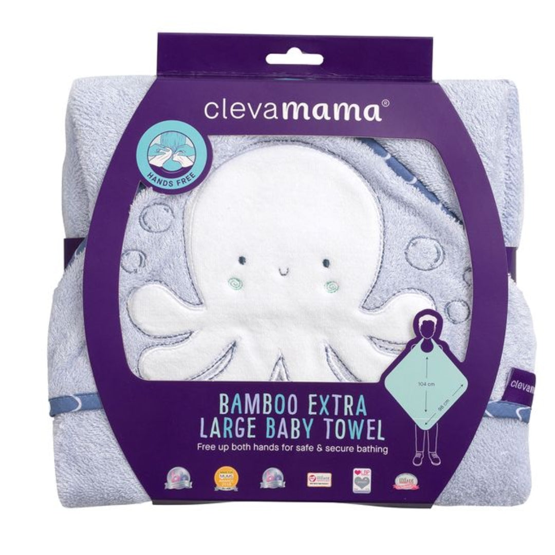 ClevaMama Bamboo Apron Bath Towel Blue